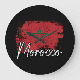 Marokko Fußball Fan Geschenk Marokko Flagge Marokk Große Wanduhr