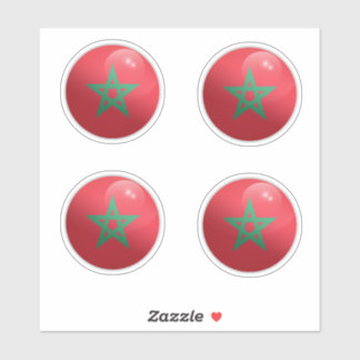 Marokko-Glossy-Circle-Flag Aufkleber
