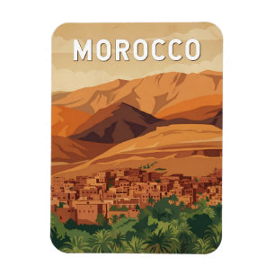 Marokko Illustration Reise Kunst Vintage Magnet