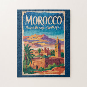 Marokko Illustration Reise Kunst Vintage Puzzle