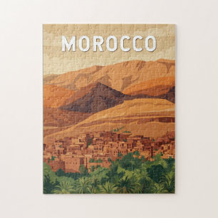 Marokko Illustration Reise Kunst Vintage Puzzle