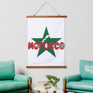 Marokko ist ein Wortzeichen von Türen, Dünen und P Wandteppich Mit Holzrahmen