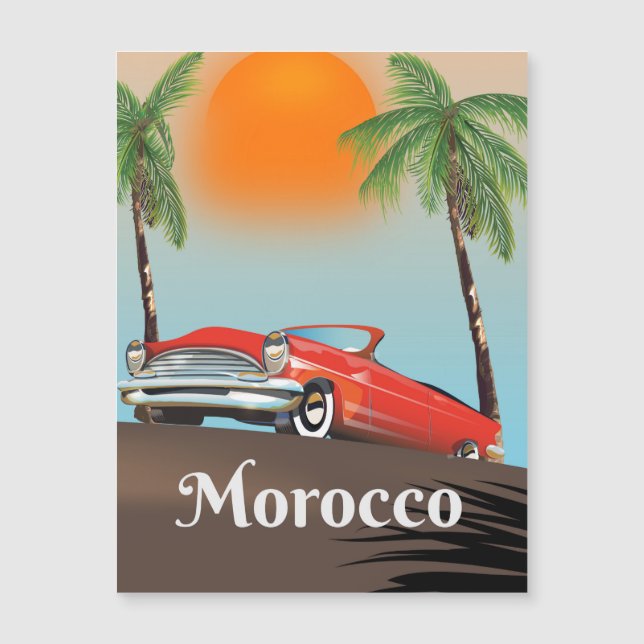 Marokko Klassisches rotes Reiseplakat Magnetkarte (Vorderseite)