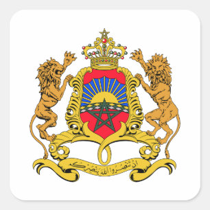 Marokko Landeswappen Symbol Emblem Flagge Quadratischer Aufkleber
