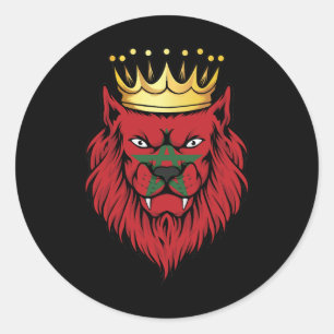 Marokko Lion King Flag Runder Aufkleber