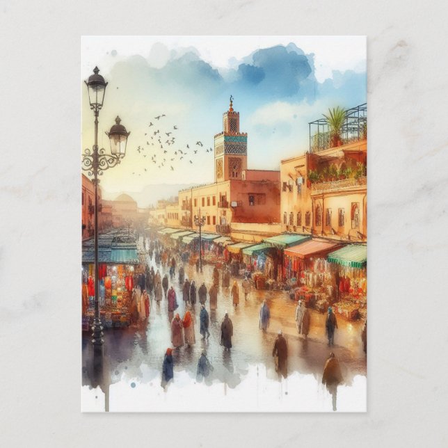 Marokko Marrakesch Medina Postkarte (Vorderseite)