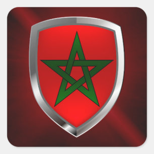 Marokko Metallisches Emblem Quadratischer Aufkleber