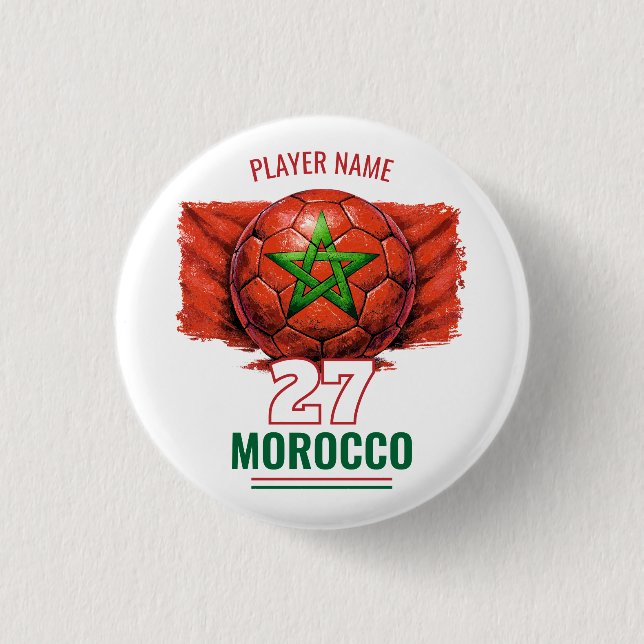 Marokko National Fußball Flagge Erbe Fußball Button (Vorderseite)
