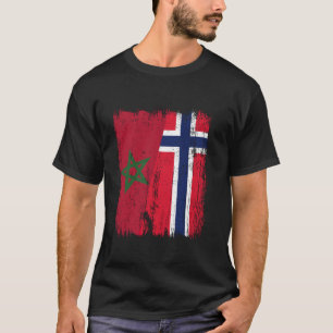 Marokko Norwegen Halbflagge Marokkanisch Norwegisc T-Shirt
