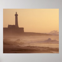 Marokko, Rabat, Leuchtturm bei Sonnenuntergang mit