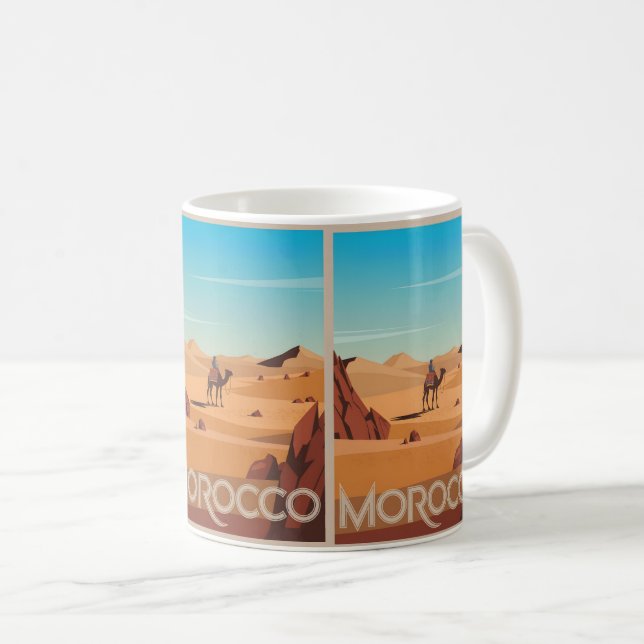 Marokko Reise Postkarte Wüstenkamel Geschenk Kaffeetasse (VorderseiteRechts)