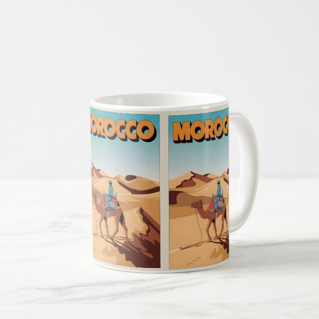 Marokko Reise Postkarte Wüstenkamel Geschenk Kaffeetasse (VorderseiteRechts)