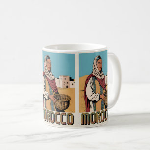 Marokko-Reisepostkarte mit Geschenk einer lokalen Kaffeetasse