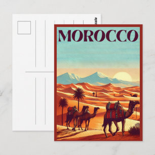Marokko-Reisepostkarte mit Kamelen in der Wüste al Postkarte