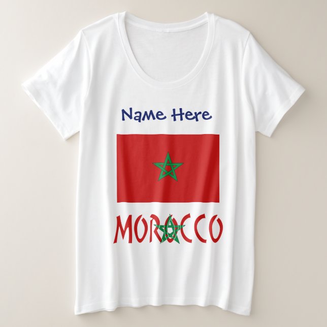 Marokko und marokkanische Flagge mit Ihrem Namen Große Größe T-Shirt (Design vorne)