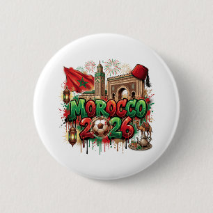 Marokko Vintage-Flagge Marokkanisch Afrikanisch Button