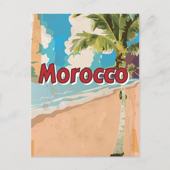 Marokko Vintager Urlaub Poster Postkarte (Vorderseite)