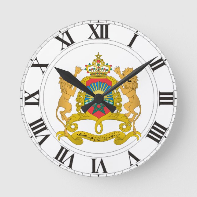 Marokko-Wappen Runde Wanduhr (Vorderseite)
