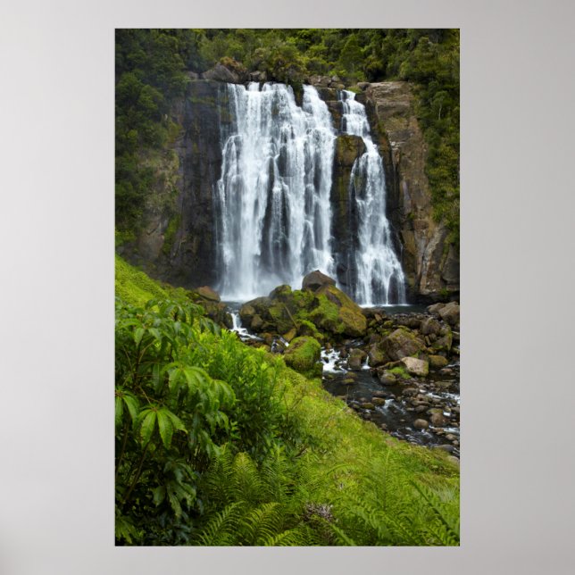 Marokopa waterfall, New Zealand Poster (Vorne)
