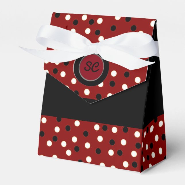 Maron Black & White Poka Dot Zent Fevor Box Geschenkschachtel (Vorderseite)