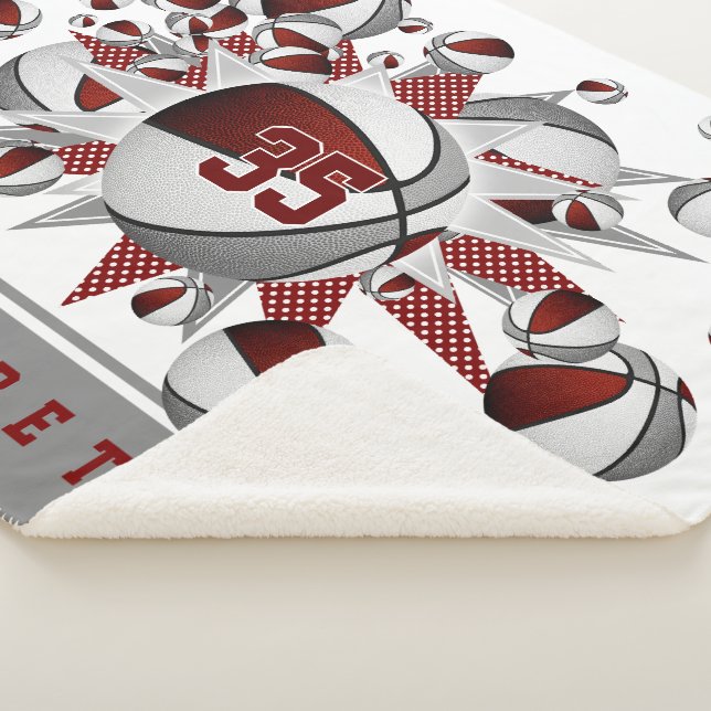 Maron graue Sportdekoration Mädchen Basketball Sta Sherpadecke (3/4)