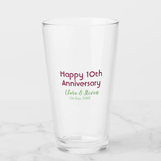 MARON GREEN PASTEL happy 10th anniversary wedding Glas