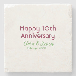 MARON GREEN PASTEL happy 10th anniversary wedding Steinuntersetzer