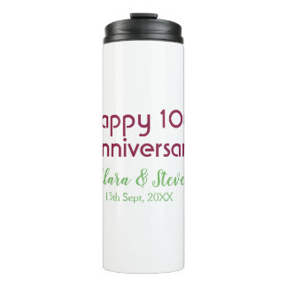 MARON GREEN PASTEL happy 10th anniversary wedding Thermosbecher