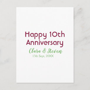 MARON GRÜN PASTELL glückliches 10. Hochzeitstag Ju Postkarte