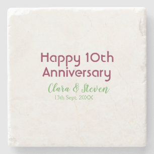 MARON GRÜN PASTELL glückliches 10. Hochzeitstag Ju Steinuntersetzer