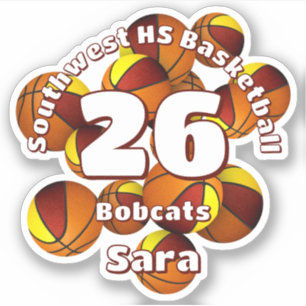 Marone Gold Teamfarben Basketbälle Kidsteam Name Aufkleber