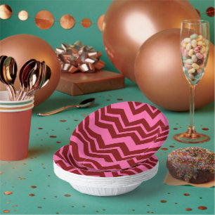 Marone Rot Pink Chevron Zickzack Design Pappteller