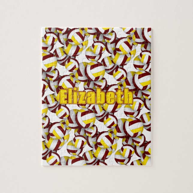 Maroolmädchen Jungs Mannschaft Farben Volleyball Puzzle (Vertikal)