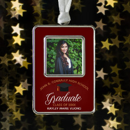 Maroon Abschluss Custom 2025 Graduate Foto Rahmen-Ornament Silber