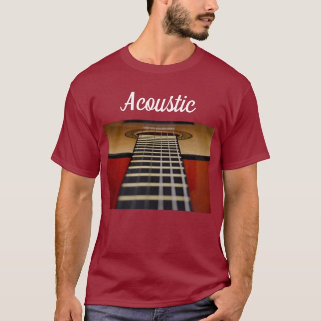 Maroon Acoustic Guitar T-Shirt (Vorderseite)