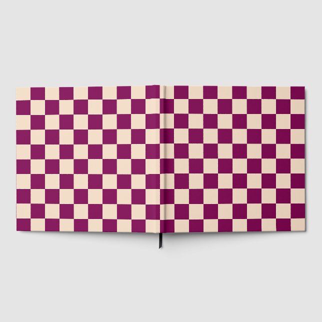 Maroon and beige checkerboard pattern gästebuch (Voll)