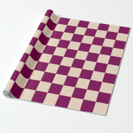 Maroon and beige checkerboard pattern geschenkpapier