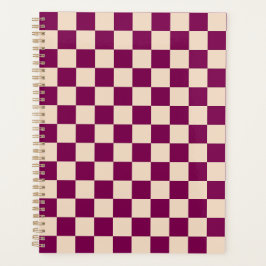 Maroon and beige checkerboard pattern planer