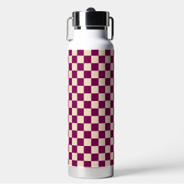 Maroon and beige checkerboard pattern trinkflasche