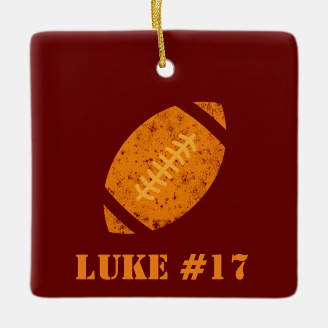 Maroon and Gold Personalisiert Football Keramik Or Keramikornament (Vorderseite)