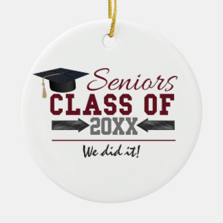 Maroon and Gray Abschluss Foto Ornament
