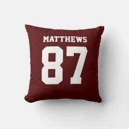 Maroon and White Double-Sided Sports Jersey Kissen