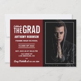 Maroon and White Graduation Party Einladung