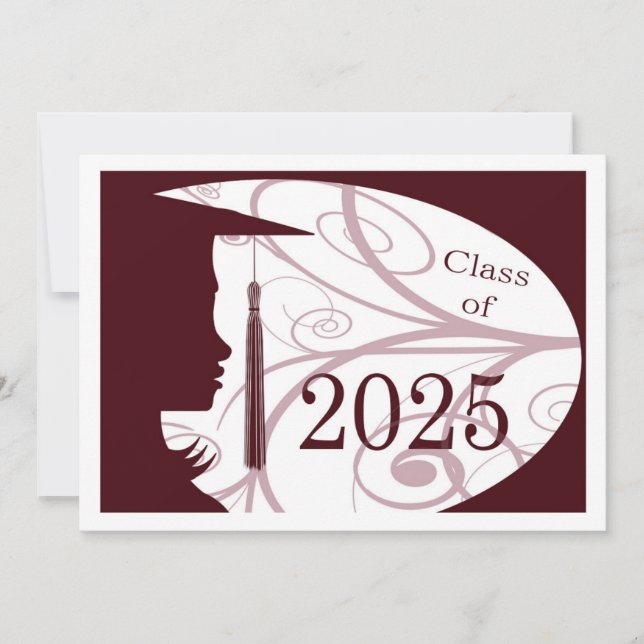 Maroon and White Silhouette 2025 Card Einladung (Vorderseite)