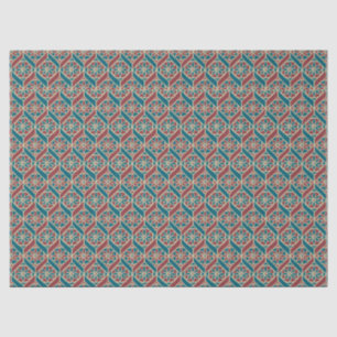Maroon, Aquamarines ethnisches Muster, Blume, Chev Seidenpapier