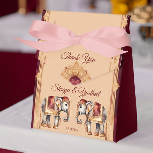 Maroon beige indische Hochzeitelefanten-Vorlage Geschenkschachtel