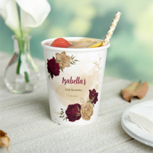 Maroon-Beige Pappbecher