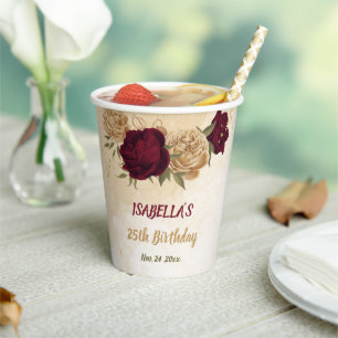 Maroon-Beige Pappbecher