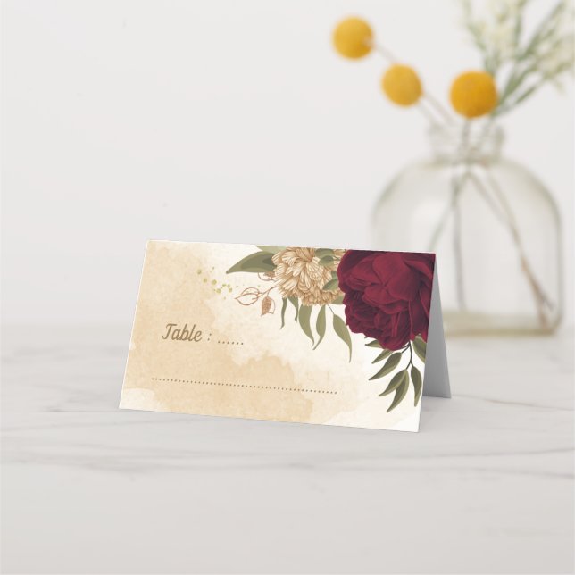 Maroon-Beige Platzkarte (Vorderseite)