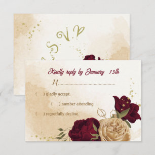 Maroon-Beige RSVP Karte